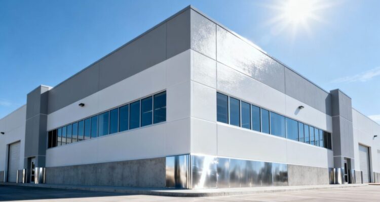 Professionally painted commercial building exterior.