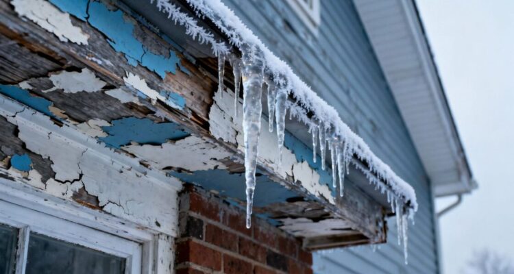 Winter damage on exterior house paint
